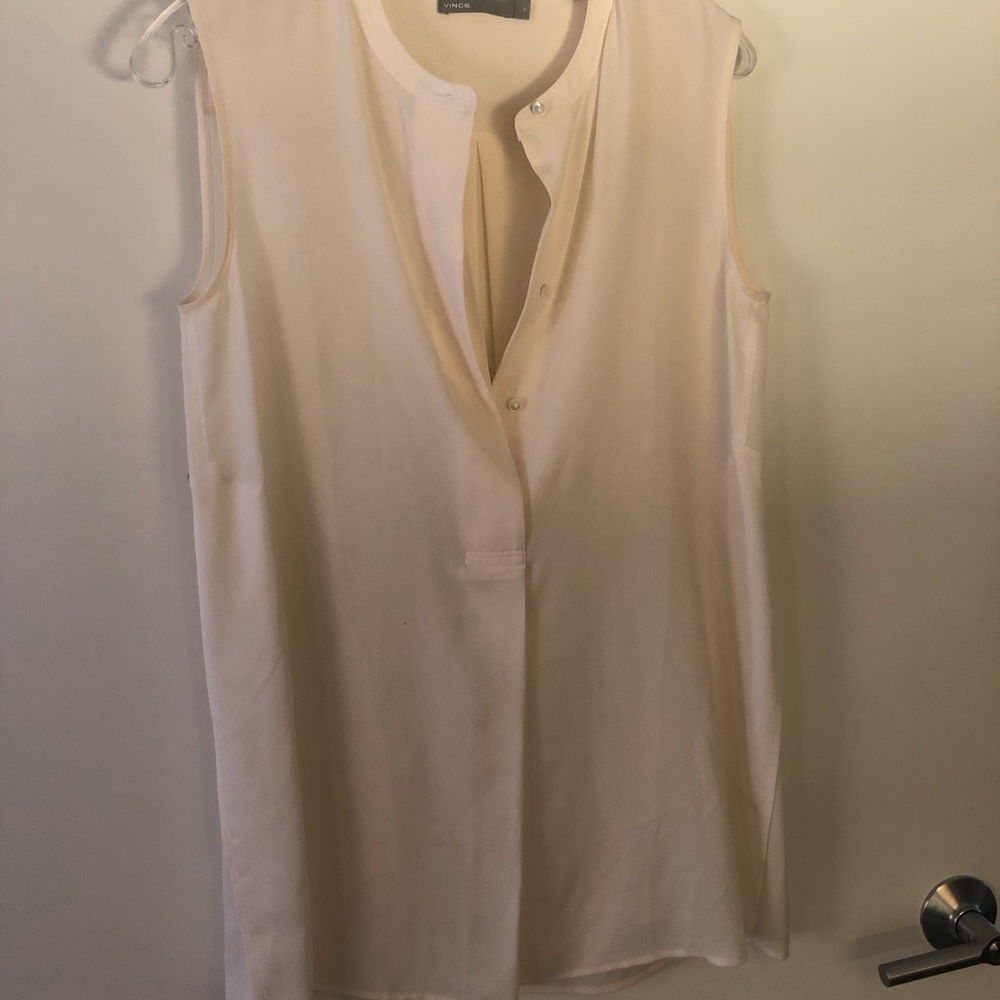 Vince cream silk sleeveless top size S